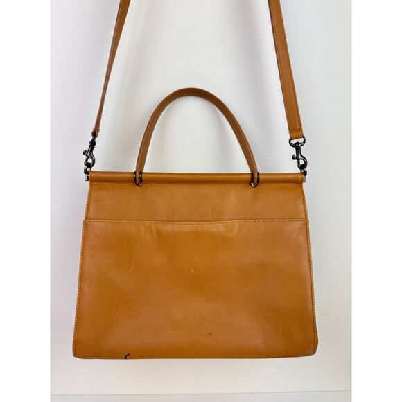 Vintage COACH Handbag Tan Leather Inner Pocket Magnetic Top Handle Crossbody Bag - Picture 4 of 15